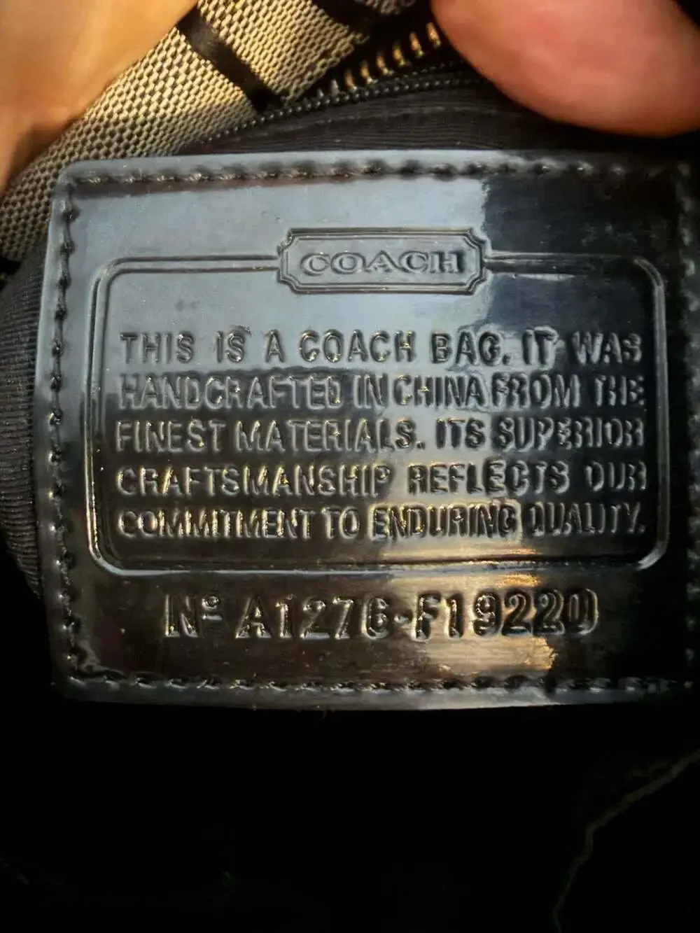 Coach Signature Stripe File Crossbody Bag F19220 Black and Grey